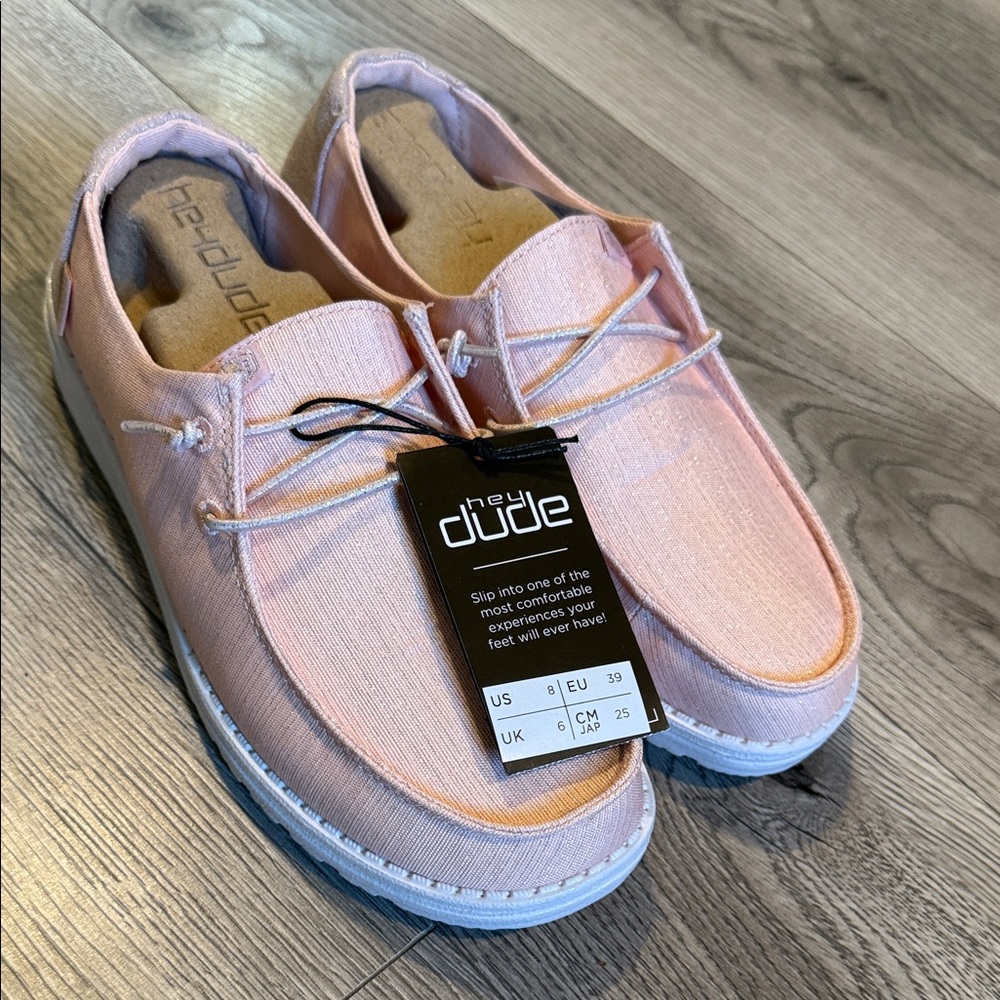 NWT Hey Dude Pink Shimmer Shoes
